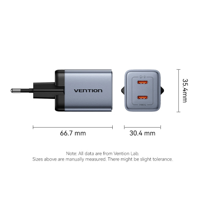 �������� ������� Vention 2xUSB-C PD45W GaN transparent gray (FCFH0-EU) - �������� 11