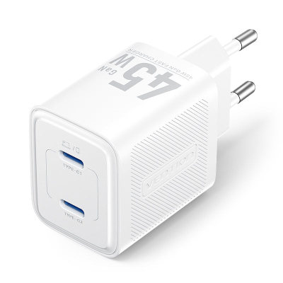 �������� ������� Vention 2xUSB-C PD45W GaN transparent white (FCFW0-EU) - �������� 1