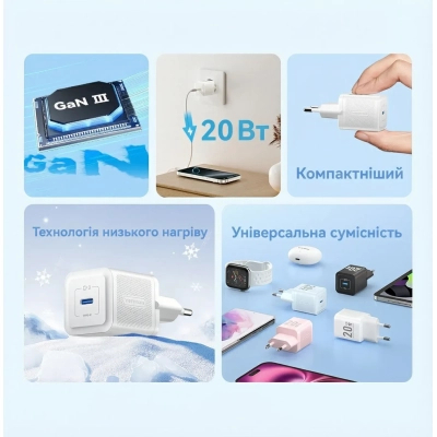 �������� ������� Vention USB-C PD20W GaN white (FEPW0-EU) - �������� 3