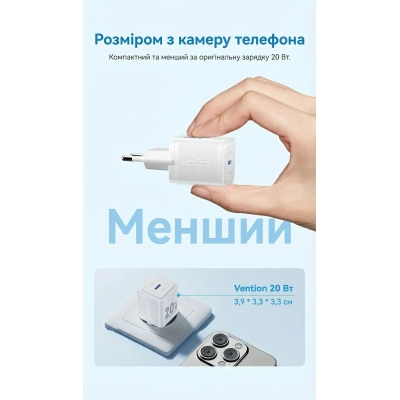 �������� ������� Vention USB-C PD20W GaN white (FEPW0-EU) - �������� 5