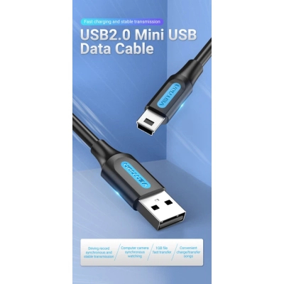���� ������ USB 2.0 AM to Mini 5P 1.0m black Vention (COMBF) - �������� 2
