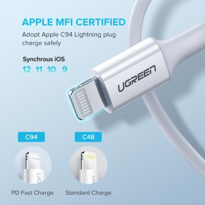 ���� ������ USB-C to Lightning 1.0m 3A US171 white Ugreen (10493) - �������� 4