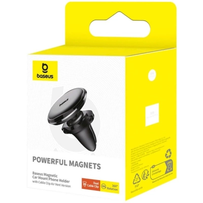 ������������� ���������� Baseus Magnetic Car Mount Phone Holder with Cable Clip Air Vent Version Cluster Black (C40141201113-00) - �������� 7
