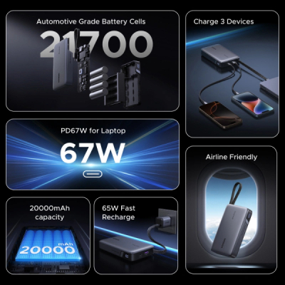 ������� ������������ Ugreen 20000 mAh 67W Cable Space gray (U_55996B) - �������� 3