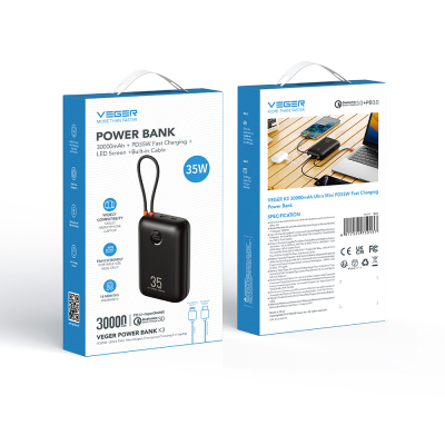 ������� ������������ VEGER 30000mAh K3 35W PD QC3.0 black (6977525750137) - �������� 5