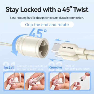 ������� ������������ VENTION 20000mAh 22,5W Fast Charging, with built-in USB-C cable, Beige (FKBN0-C) - �������� 6