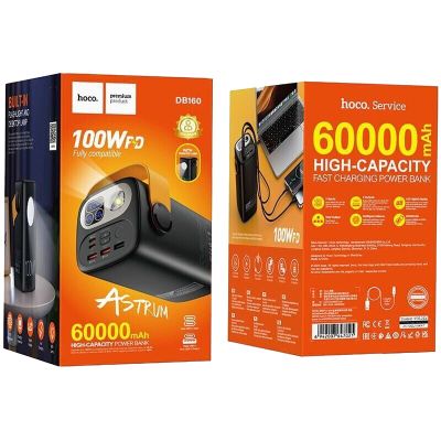 ������� ������������ HOCO 60000mAh Astrum PD/100W, QC/3.0, LED lamp, Black (DB160 / 714724) - �������� 5