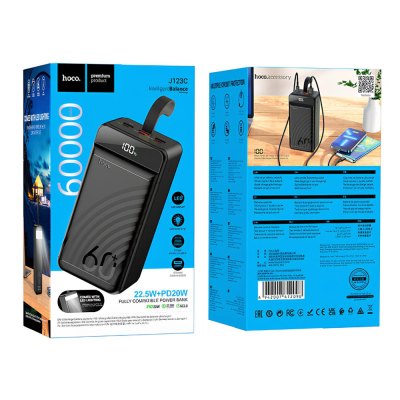 ������� ������������ HOCO 60000mAh Element PD/20W, QC/22.5W, LED Lamp, Black (J123C / 714736) - �������� 5