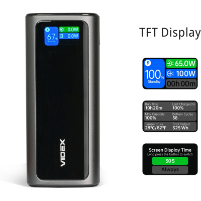 ��� Videx 20000mAh 130W PD/100W TFT LCD Display (VPB-350-G) - �������� 11