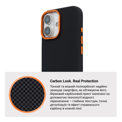 ����� ��� ���������� �������� Armorstandart LikeCarbon2 SE MagCase Apple iPhone 17 Kevlar Black Orange (ARM89163) - �������� 7