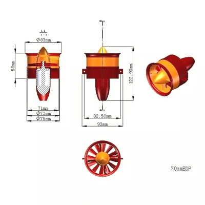 ������ ��� ����� JP Hobby EDF Ducted Fan JP Hobby 70mm + 4-6S (7S*) Motor 2250Kv (CCW) (JPH-CCW) - �������� 7