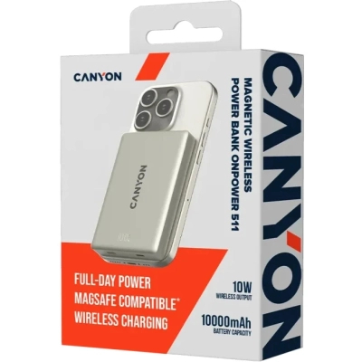 ������� ������������ Canyon 10000mAh OnPower 511 PD20W Magnetic wireless MagSafe Grey (CNS-CPB511G) - �������� 5