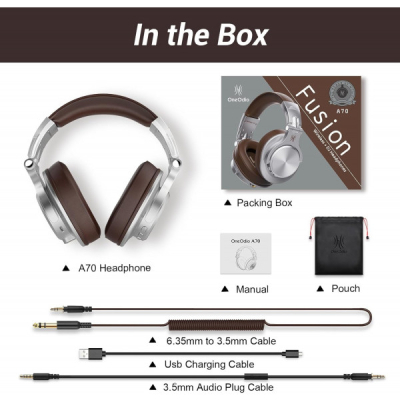 ��������� OneOdio Fusion A70 Bluetooth+3,5��/6,35�� Silver/Brown (A70 Silver Brown) - �������� 3