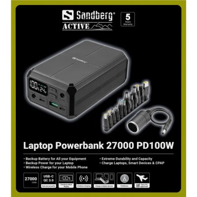 ������� ������������ Sandberg 27000mAh Laptop DC1224v 84W, PD/100W, QC/3.0, QI/10W, PowerThrough (421-13) - �������� 7