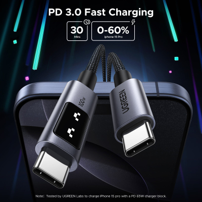 ���� ������ USB-C to USB-C 2.0m PD 100W display L509 black Ugreen (35512) - �������� 3