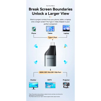 ���������� HDMI F to USB-C M 4K60Hz Essager (EZJHD60-MJ0G-P) - �������� 4