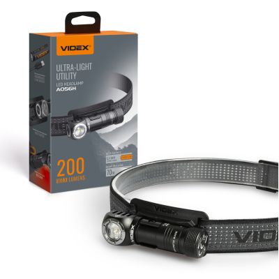 ������ ������ Videx A056H, Black, 200 ��, 5000K, �� 70 �, 6 ������� ������, ��������� Luminus SST20 (10 ��) + 2xRED SMD, ����������� (2200 mAh, �������), IP68, 75 � (VLF-A056H) - �������� 1