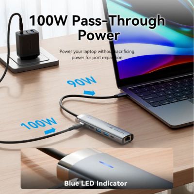 ������������ Vention USB-C 6-in-1 HDMI + 2xUSB 3.0 + RJ45 + PD 100W (TGNHB) - �������� 8