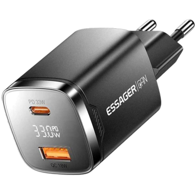 �������� ������� 1xUSB-C + 1xUSB 33W GaN black Essager (ECT33W-GMB01-Z) - �������� 1