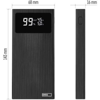 ������� ������������ EMOS 10000mAh BETAQ 10, 22.5W, black (B0531B) - �������� 6