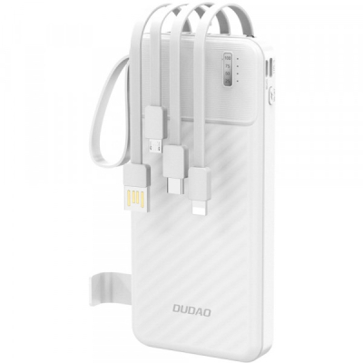 ������� ������������ Dudao 10000mAh K11 10W, USB-A, USB-C, microUSB, with USB-A/USB-C/Lightning/MicroUSB cables White (6977196681860) - �������� 1