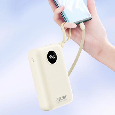 ������� ������������� Dudao 20000mAh K14+ 22.5W, PD, QC, USB-A, USB-C(In/Out), with built-in USB-C/Lightning cables, White (6977196680023) - �������� 4