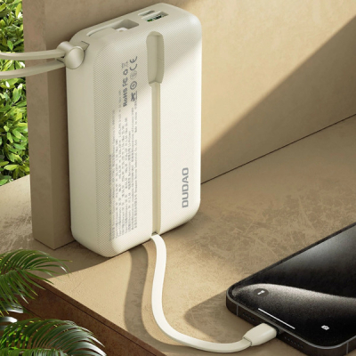������� ������������� Dudao 20000mAh K14+ 22.5W, PD, QC, USB-A, USB-C(In/Out), with built-in USB-C/Lightning cables, White (6977196680023) - �������� 5