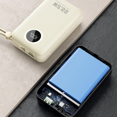 ������� ������������� Dudao 20000mAh K14+ 22.5W, PD, QC, USB-A, USB-C(In/Out), with built-in USB-C/Lightning cables, White (6977196680023) - �������� 8