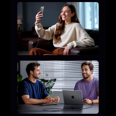 ���� ������ USB-C to USB-C 1.0m PD60W 3A braided L524 gray Ugreen (55765) - �������� 6