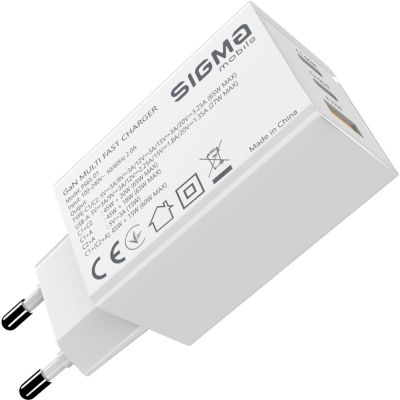 �������� ������� Sigma 2xUSB-C PD65W + 1xUSB QC3.0 GaN X-power PS65-01 white (4827798637715) - �������� 10