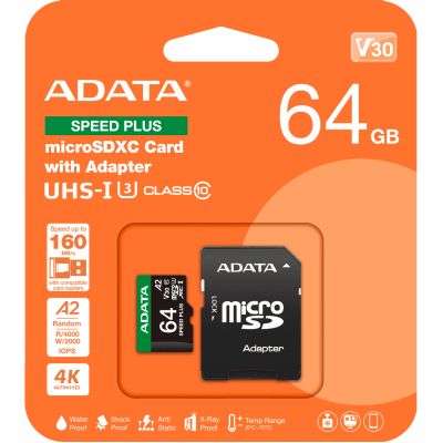 ����� ���'�� ����� ���'�� ADATA 64GB microSD class 10 UHS-I U3 V30 A2 Speed Plus (UD64GUI3V30A2SP-RA1) - �������� 3