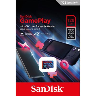 ����� ������ microSDXC, 128Gb, SanDisk GamePlay, �lass10 UHS-I A2 U3 V30, ��� ��������, �� 190/90 ��/� (SDSQXAA-128G-GN6XN) - �������� 3