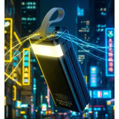 ������� ������������ HOCO 30000mAh Plentiful 22.5W, built-in cables, LED, Black (DB58 / 715030) - �������� 9