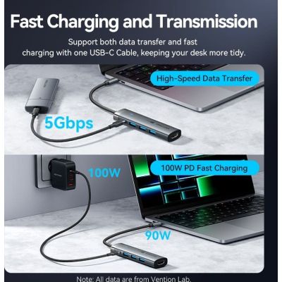 ������������ Vention USB-C 5-in-1 3xUSB 3.0 + HDMI 4K60Hz + USB-C PD100W gray (TGMHB) - �������� 6