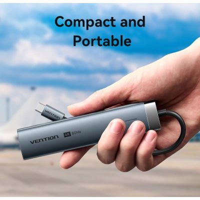 ������������ Vention USB-C 5-in-1 3xUSB 3.0 + HDMI 4K60Hz + USB-C PD100W gray (TGMHB) - �������� 9
