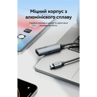������������ Vention USB-C M to USB 3.2 AF + USB-C F PD 100W 10Gbps 0,15m gray (CCAHB) - �������� 9