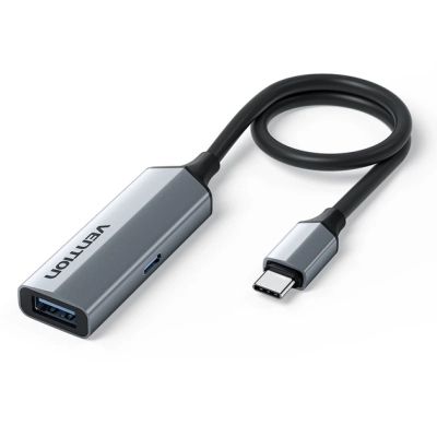 ������������ Vention USB-C M to USB 3.2 AF + USB-C F PD 100W 10Gbps 0,15m gray (CCAHB) - �������� 1