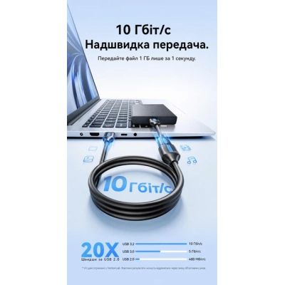 ���� ������ USB 3.2 AM/AF 1.5m 10Gbps PVC black Vention (CBOBG) - �������� 3