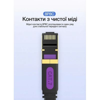 ����-���� 10�, UTP cat 7 RJ-45 flat black Vention (ICABL) - �������� 9
