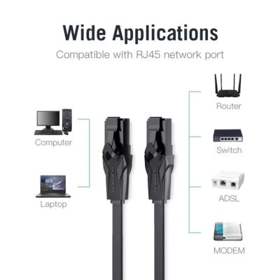 ����-���� 3�, UTP cat 6 RJ-45 flat black Vention (IBABI) - �������� 3
