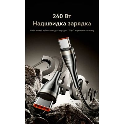 ���� ������ USB-C to USB-C 2.0m 5A nylon braided black Vention (CTYBH) - �������� 2