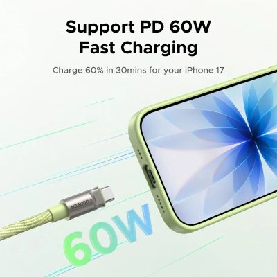 ���� ������ USB-C to USB-C 1.2m 60W green Ugreen (35500) - �������� 4