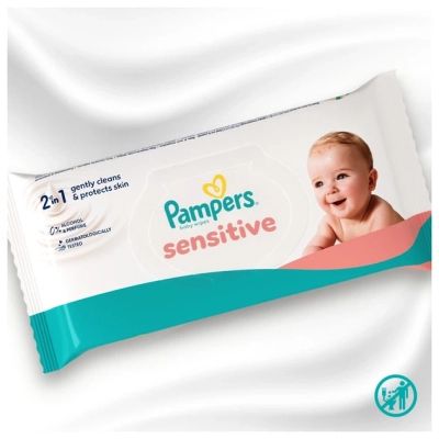 ������� ������� �������� Pampers Sensitive 80 �� � 12 ����� (960 ��) (8006530134668) - �������� 4