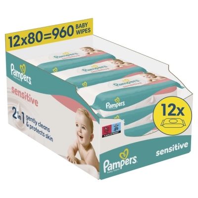 ������� ������� �������� Pampers Sensitive 80 �� � 12 ����� (960 ��) (8006530134668) - �������� 1
