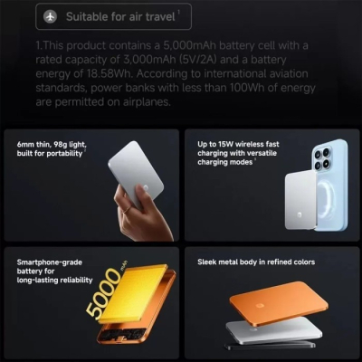������� ������������� Xiaomi 5000mAh UltraThin Magnetic 15W Orange (BHR0975GL) - �������� 6