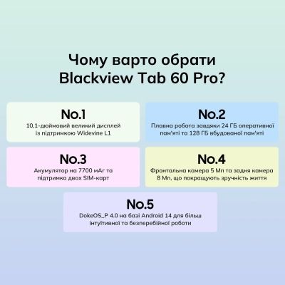 ������� Blackview Tab 60 Pro 10.1" HD+ 8/128GB LTE Algae Green (6931548318422) - �������� 5