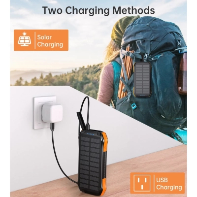 ������� ������������ Choetech 10000mAh, 5V/2.1A, solar panel, Qi-5W, Black-Orange (B659-OR) - �������� 7