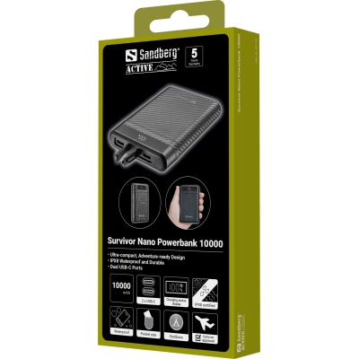 ������� ������������� Sandberg 10000mAh, 20W, PD, Survivor Nano, IPX8 (421-32) - �������� 4