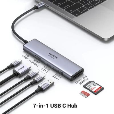 ������������ Ugreen USB-C 7-in-1 2xUSB 3.0 + 2xUSB-C + HDMI 4K60Hz + SD/TF + PD 100W (45521) - �������� 3