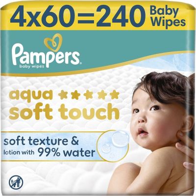 ������� ������� �������� Pampers Aqua Soft Touch 4 x 60 pcs (240 pcs) (8006530140027) - �������� 1